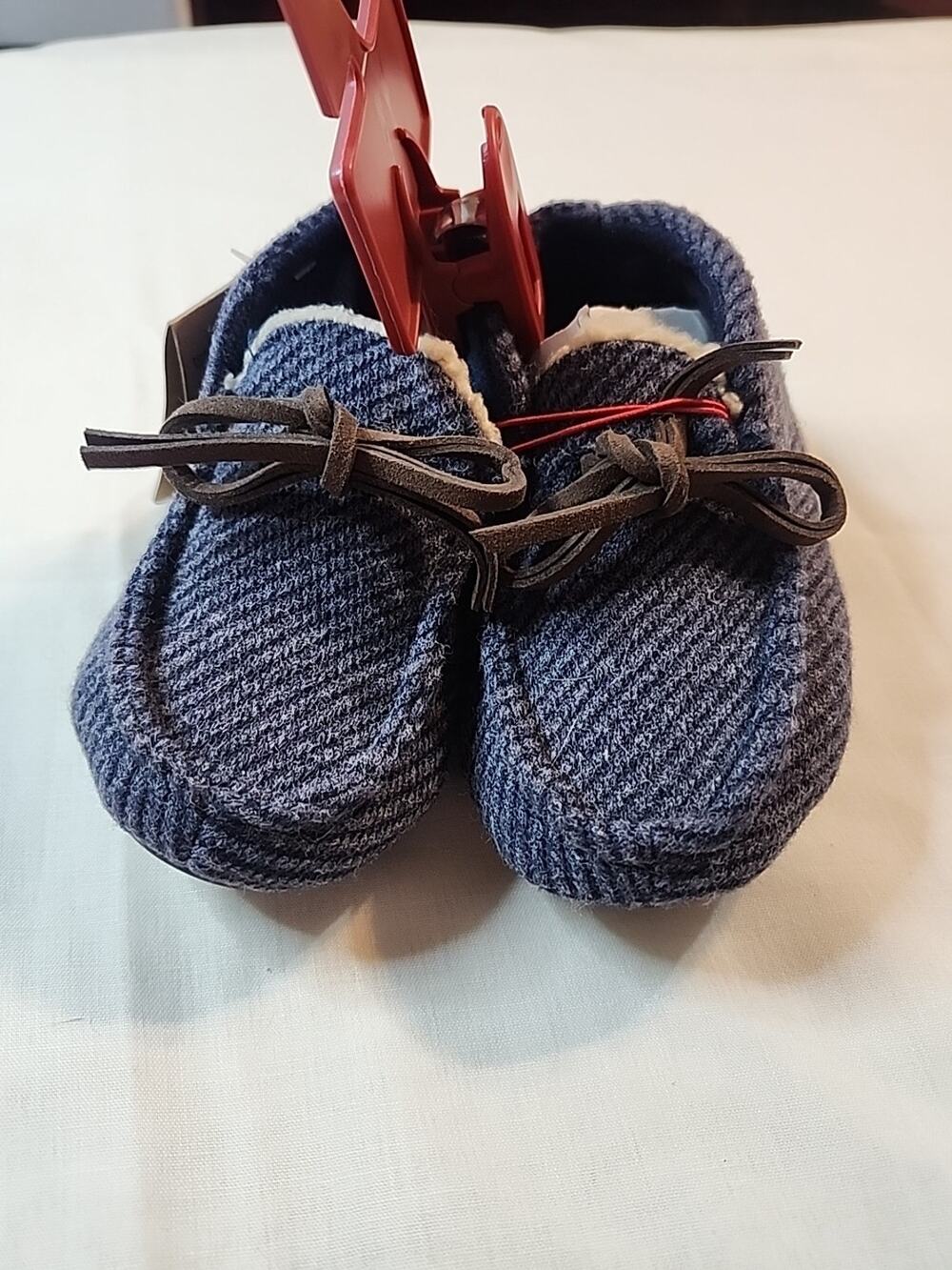 Dearfoams Toddler Slippers sz 7/8 Blue Corduroy Memory Foam Slip Resistant